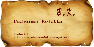 Bucheimer Koletta névjegykártya